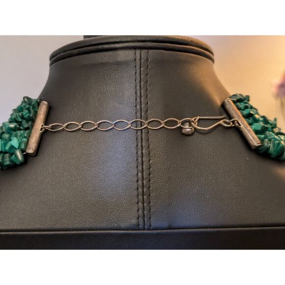 Jay King DTR Sterling Silver Malachite Chip Beaded 7-Stranded Drape Necklace - Picture 4 of 7